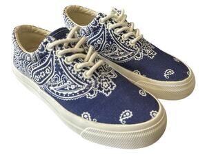 RARE Polo Ralph Lauren Blue White Bandana Print Low Top Canvas Bryan Sneaker 6.5